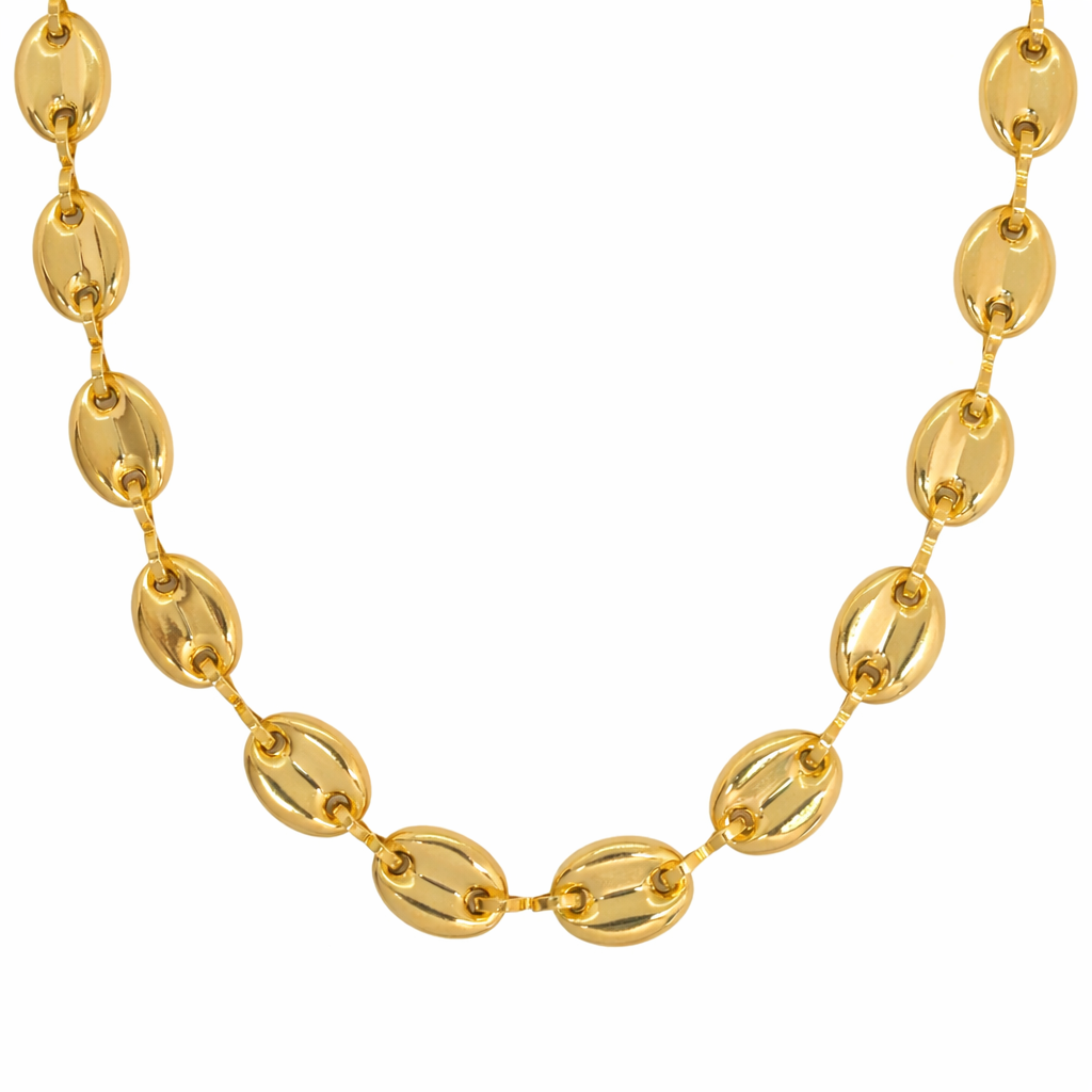 Hollow Puff 18k Gold Filled Mariner Link Chain-12mm