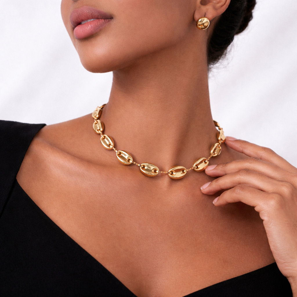 Hollow Puff 18k Gold Filled Mariner Link Chain-12mm