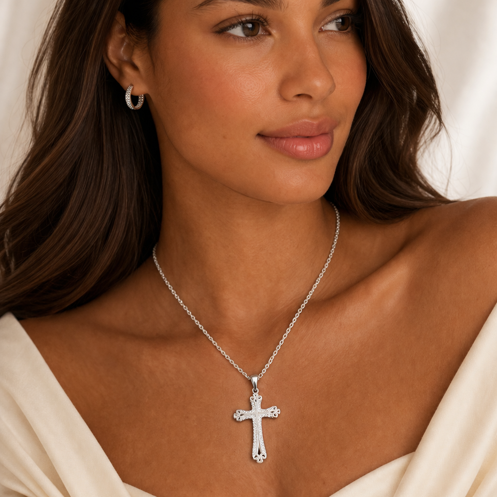Elise Cross Necklace-925 Sterling Silver