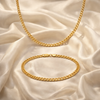 Curb Link 18k Gold Filled Necklace and Bracelet Set