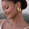 Kelli Half  Chunky Gold Plated Hoop Earrings