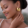 Kelli Half  Chunky Gold Plated Hoop Earrings