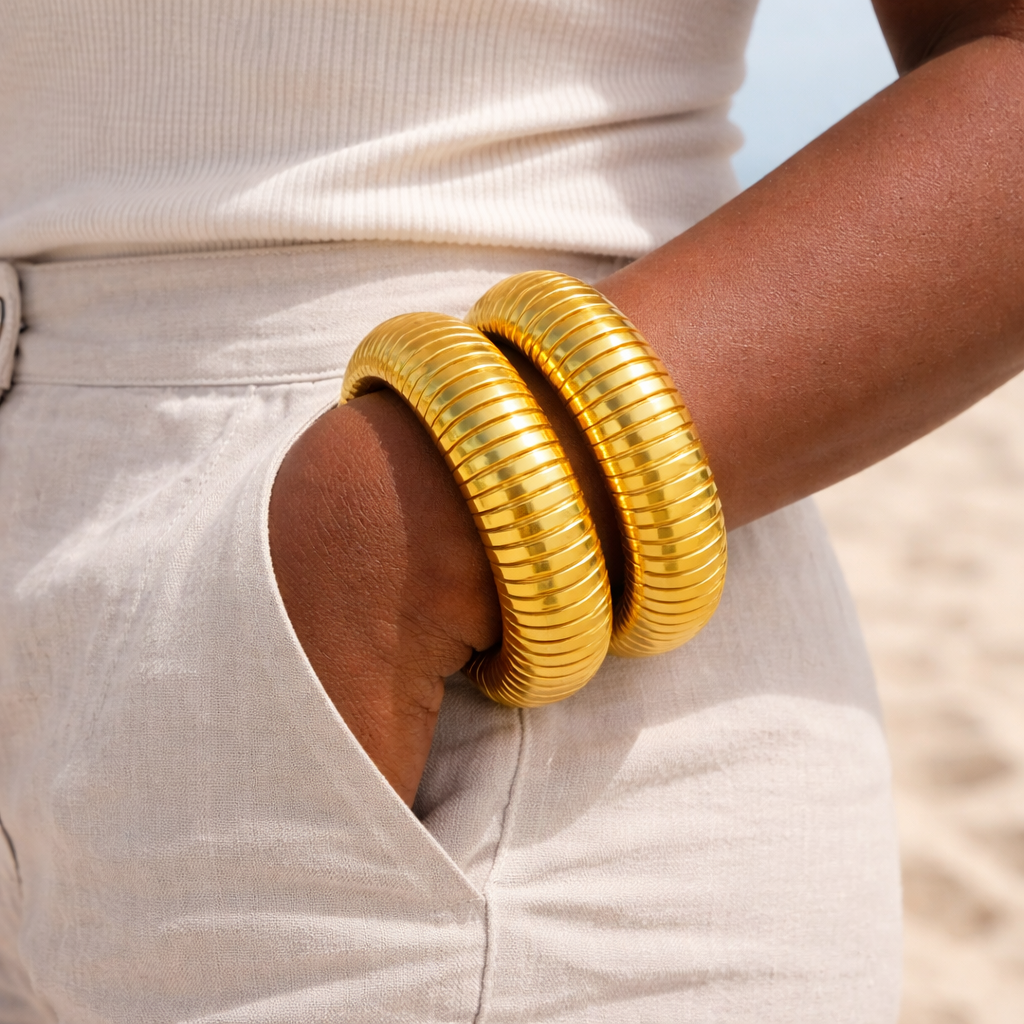 Chardae Chunky Gold Plated Bangle