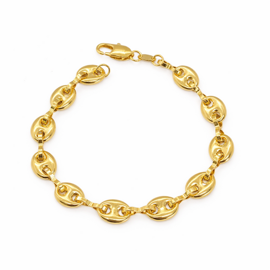 Hollow Puff Mariner Link  18k Gold Filled Bracelet