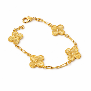Ava Paper Clip Clover Link 18k Gold Filled Bracelet