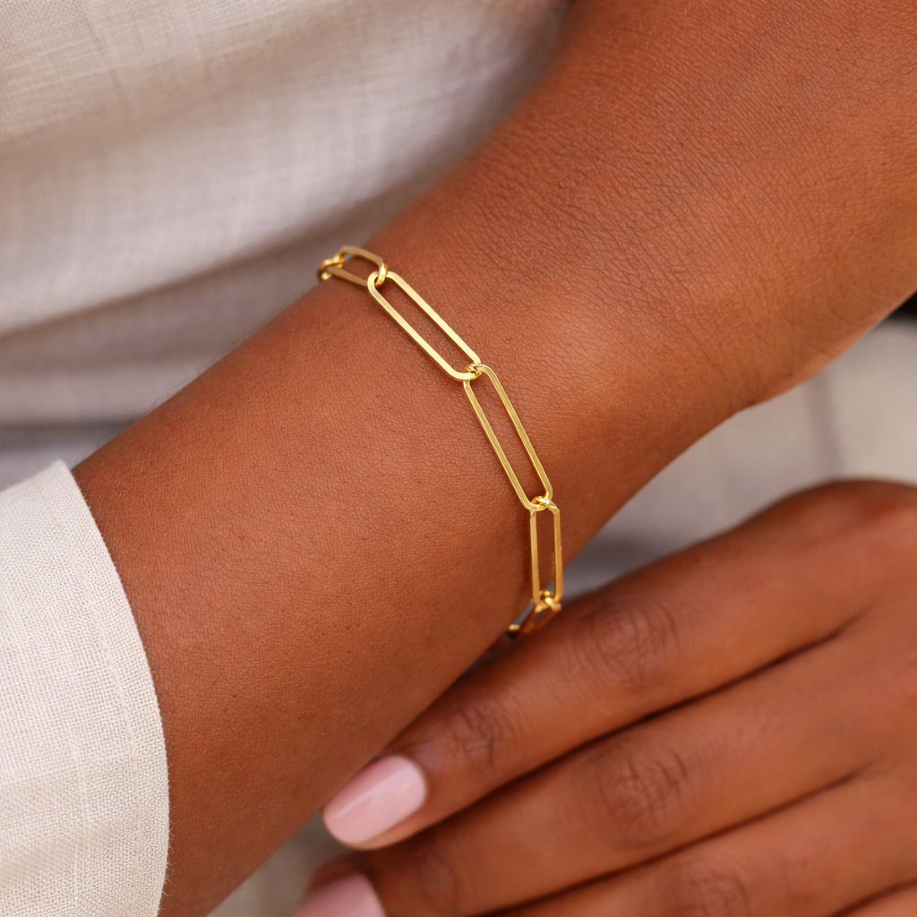 Paperclip Link 18k Gold Filled Bracelet
