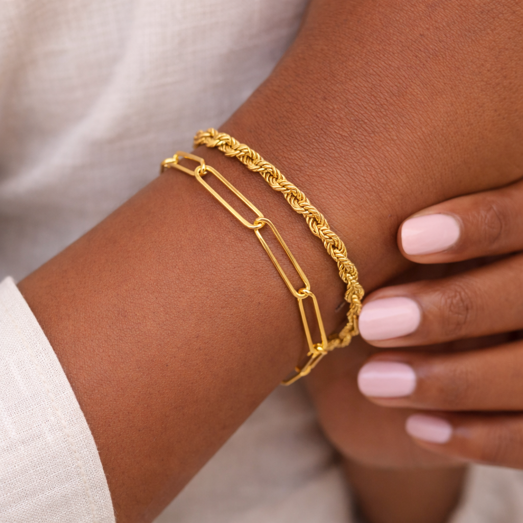 Paperclip Link 18k Gold Filled Bracelet