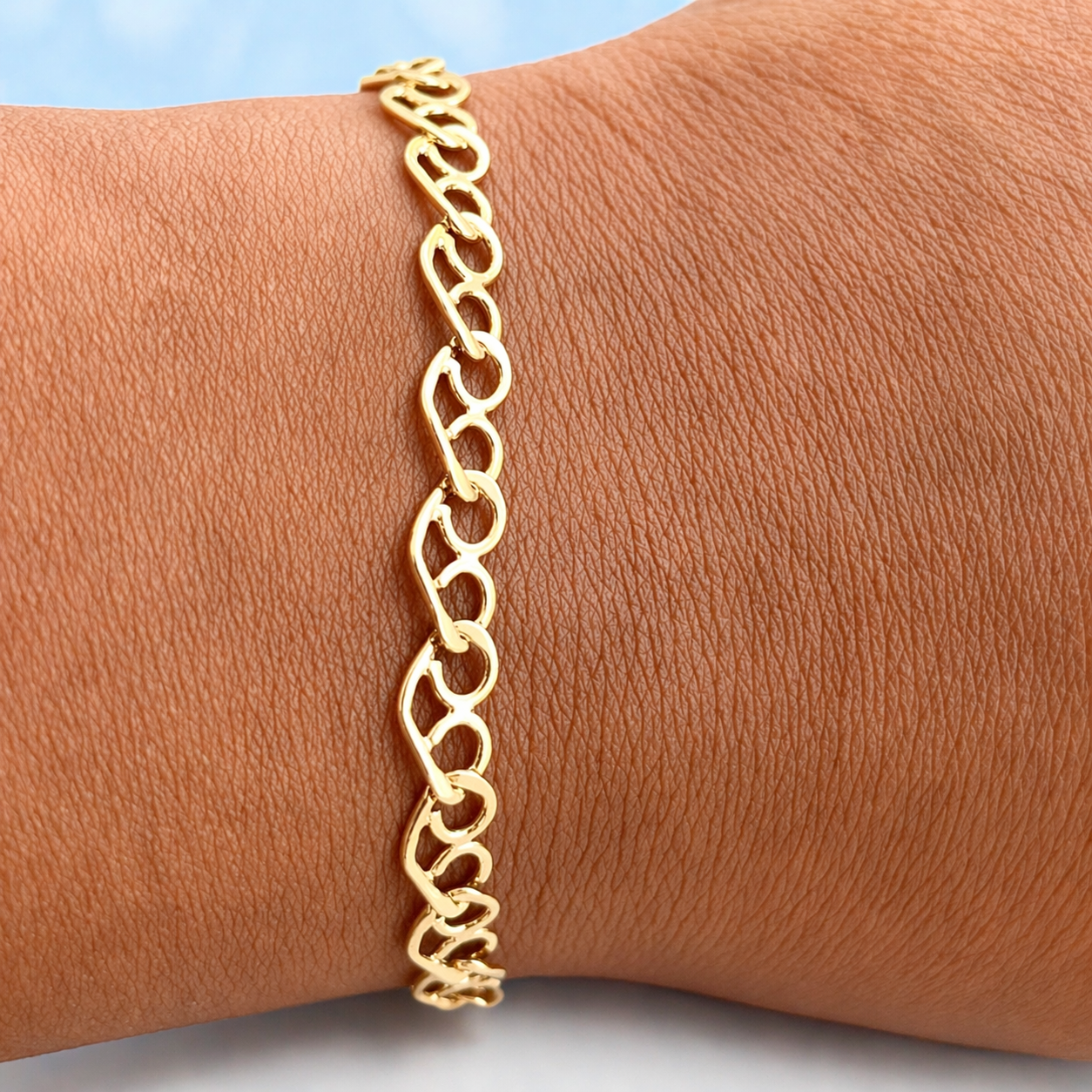 Emma Heart Link Necklace and Bracelet 18k Gold Filled Set