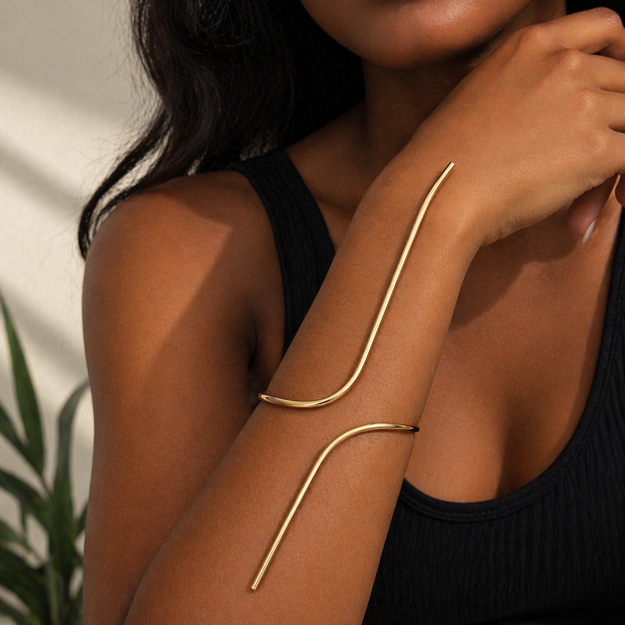 Kaci Plain Arm Gold Plated Arm Cuff