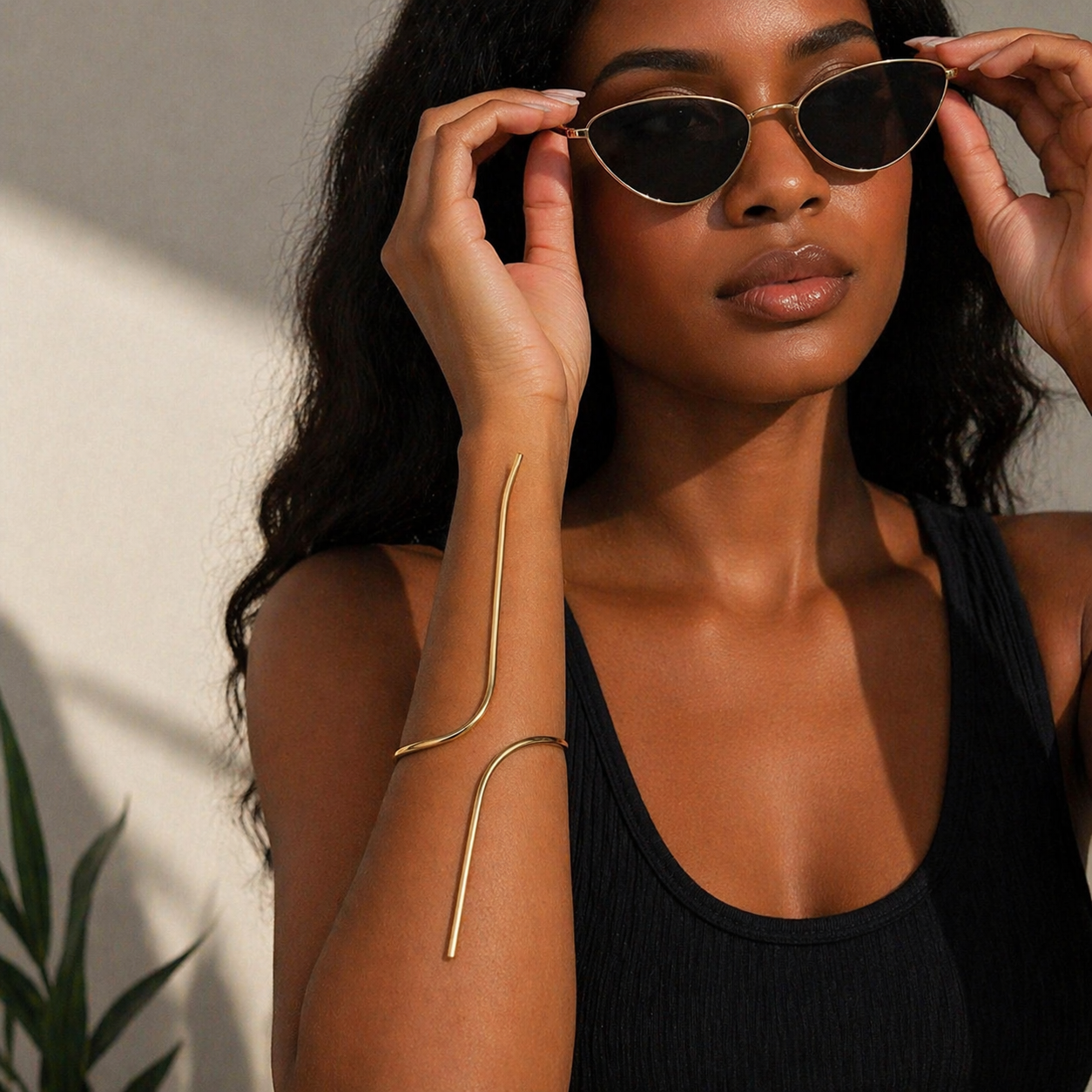 Kaci Plain Arm Gold Plated Arm Cuff
