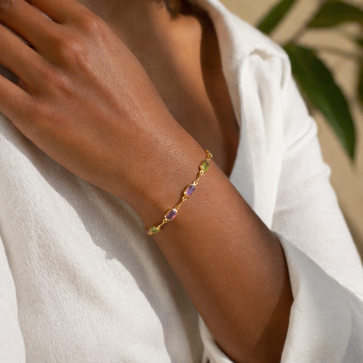 Chic Multi Color 18k Gold Filled Bracelet