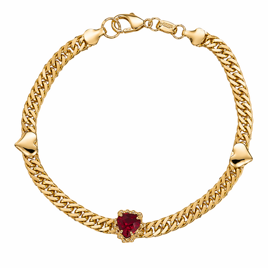 Adele Cuban Link Hearts 18k Gold Filled Bracelet