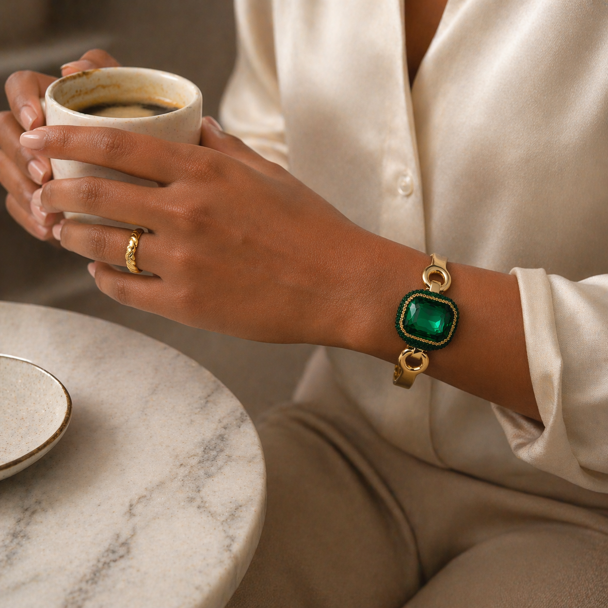 Nya 18k Gold Plated Chunky Bangle