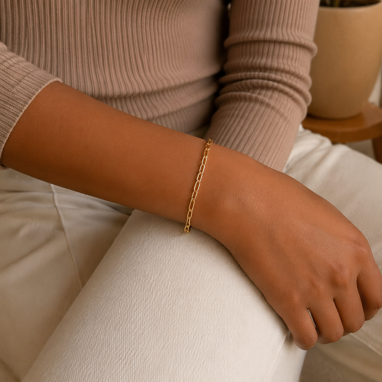 Paperclip Link 18k Gold Filled Bracelet