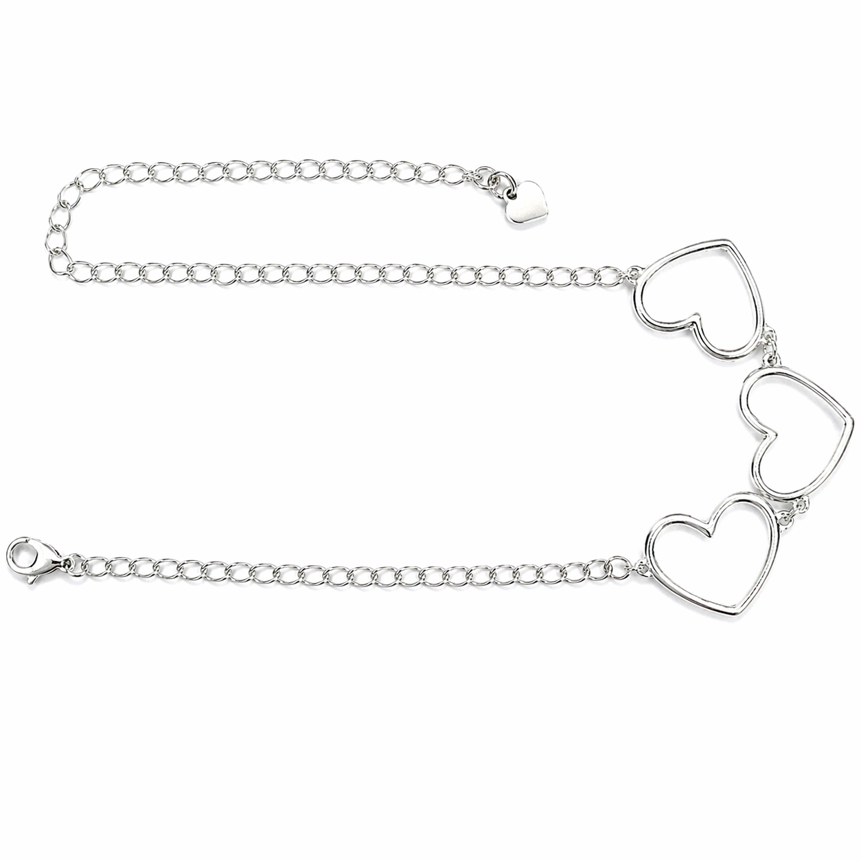 Samoy Rolo Heart Link 925 Sterling Silver Bracelet
