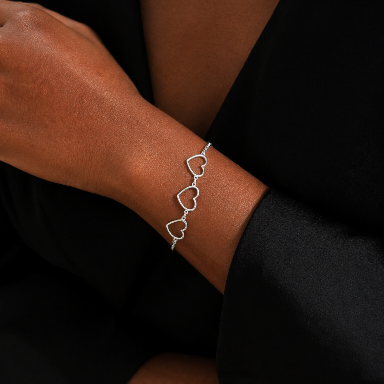 Samoy Rolo Heart Link 925 Sterling Silver Bracelet