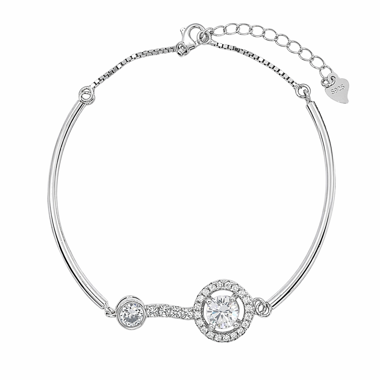 Tamar Zircon Link 925 Sterling Silver Bracelet