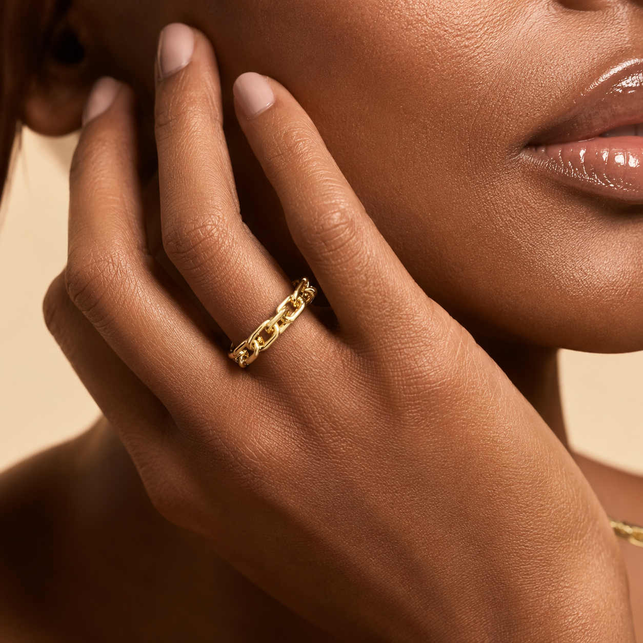 Skylar Paper Clip Link Gold Plated Ring