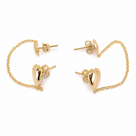 Jolie Heart Chain Gold Plated Earrings
