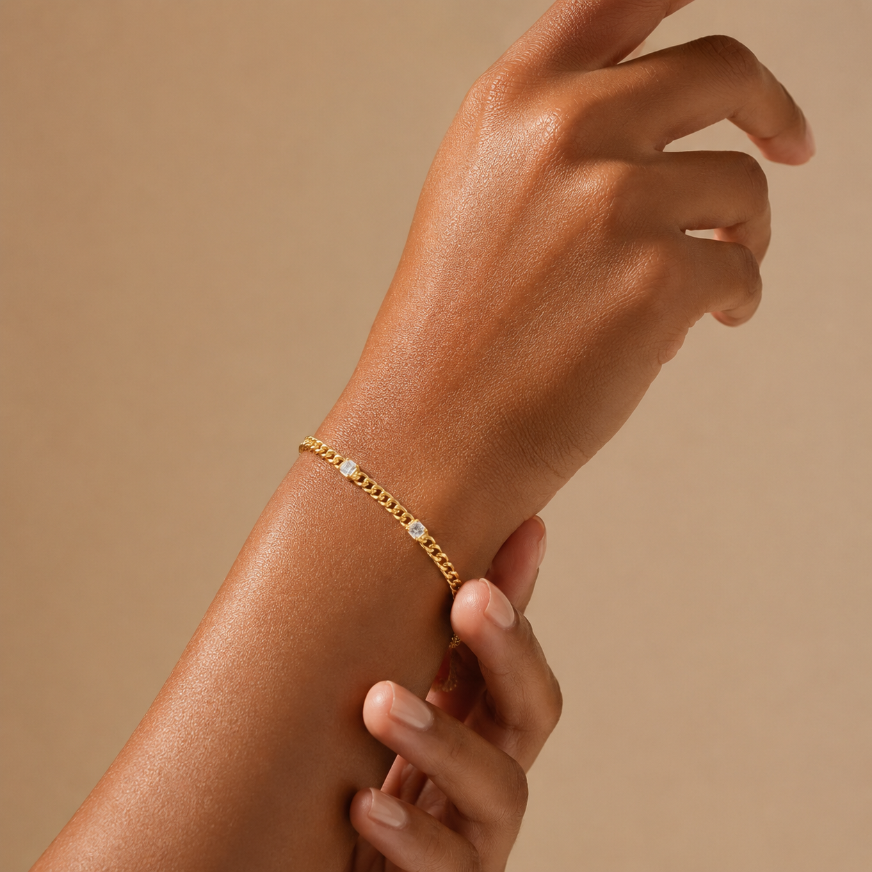 Curb Link Zircon 18k Gold Filled Bracelet