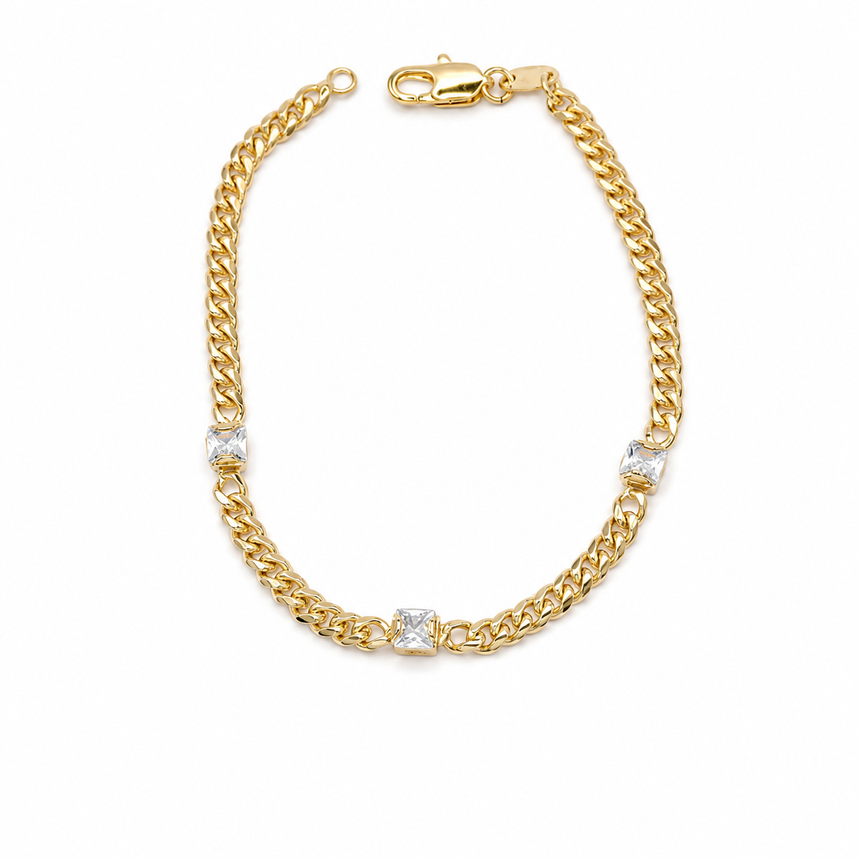 Curb Link Zircon 18k Gold Filled Bracelet