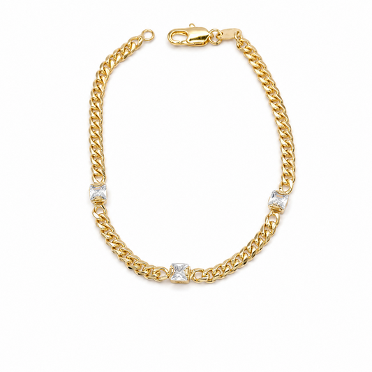 Curb Link Zircon 18k Gold Filled Bracelet