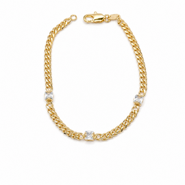 Curb Link Zircon 18k Gold Filled Bracelet
