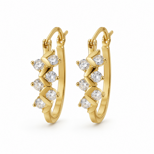 Emery Crystal Hoops Gold Plated Earrings