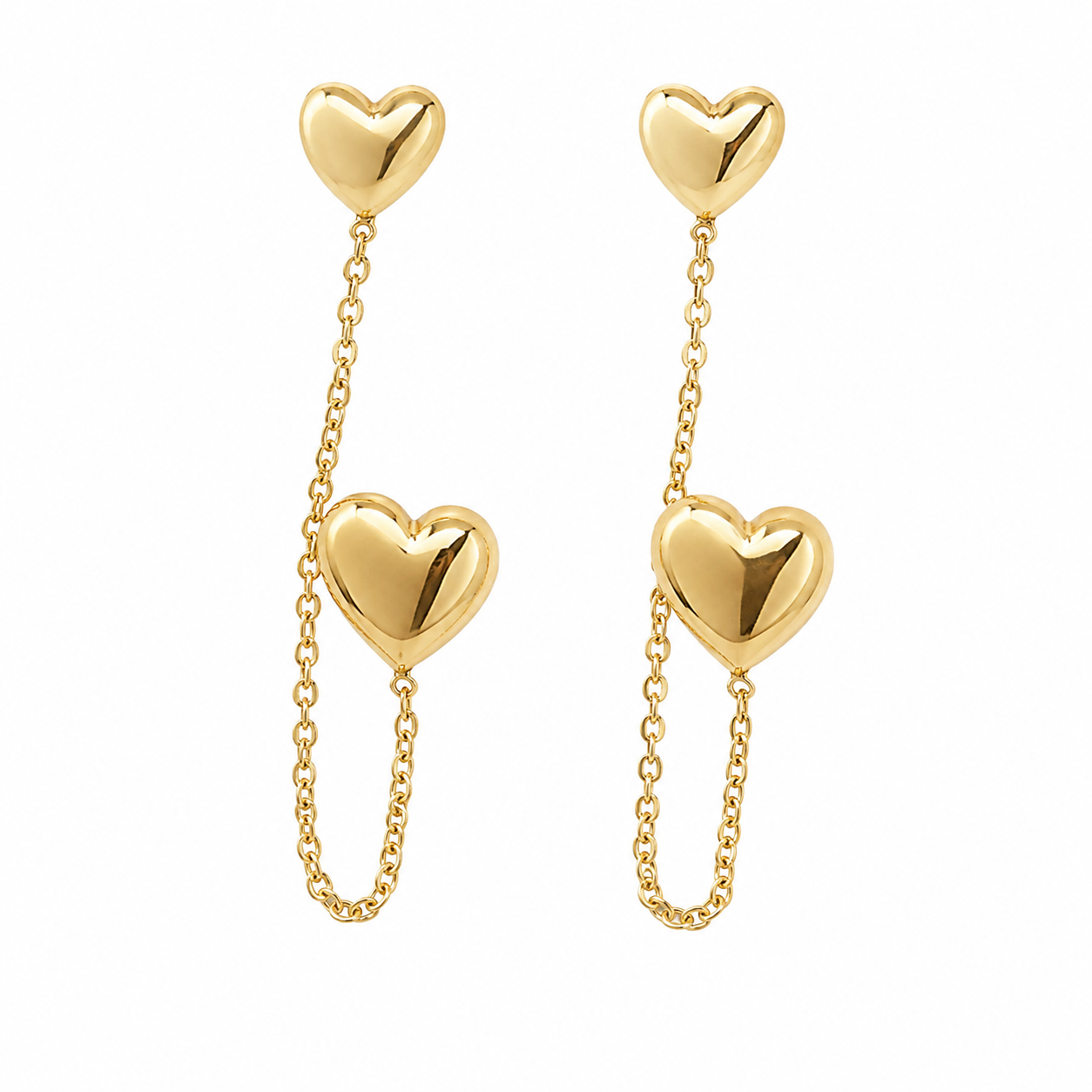 Jolie Heart Chain Gold Plated Earrings