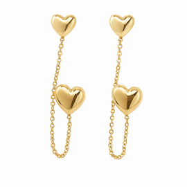 Jolie Heart Chain Gold Plated Earrings
