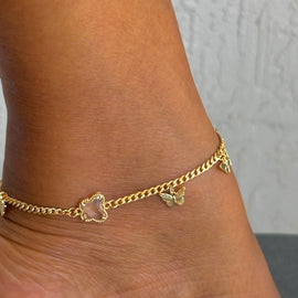 Lyla Curb Link  Butterfly Charms Anklet