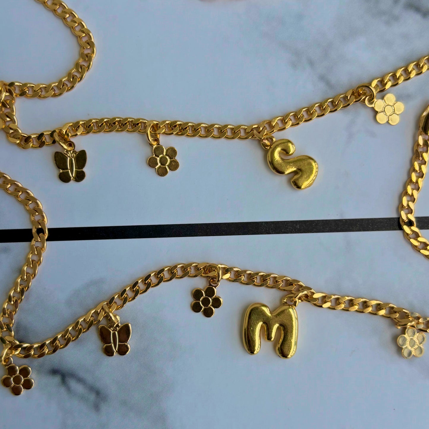 Initial Charm Curb Link Anklet