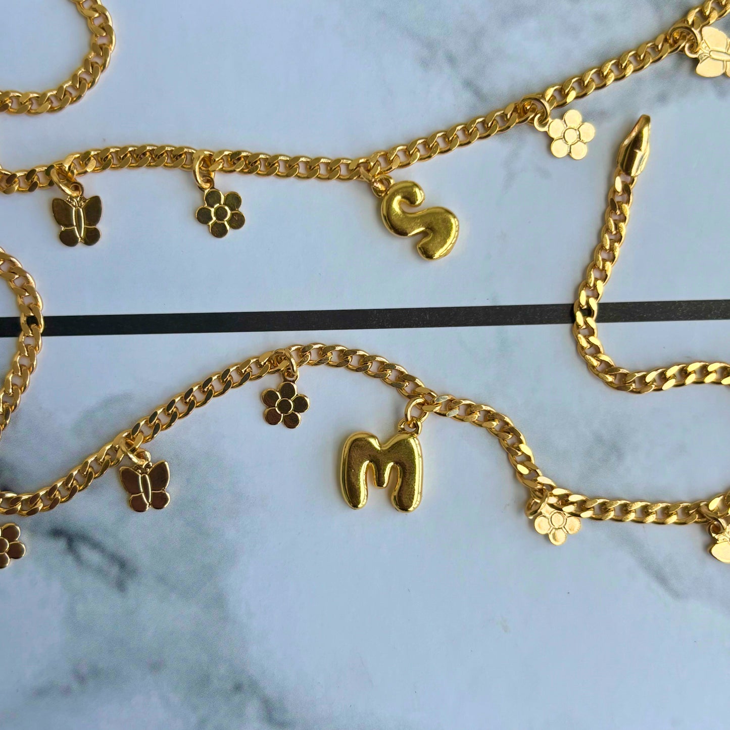 Initial Charm Curb Link Anklet