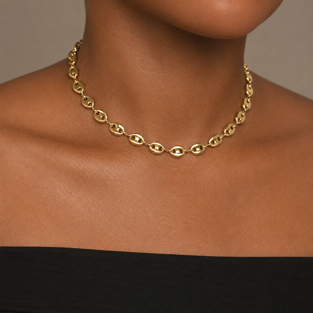 Hollow Puff 18k Gold Filled Mariner Link Chain