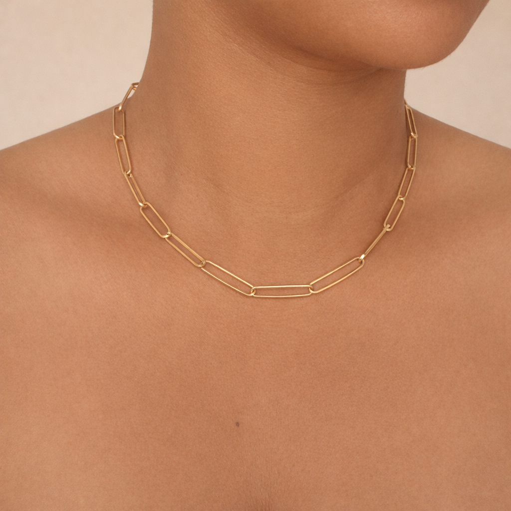 Rolo Paper Clip Link 18k Gold Filled Chain