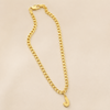 Initial Diamond Cut Curb Link Gold Filled Anklet