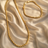 Ariel Rope Link Chain and Bracelet Set-18k Gold Filled