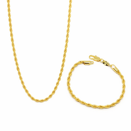 Ariel Rope Link Chain and Bracelet Set-18k Gold Filled