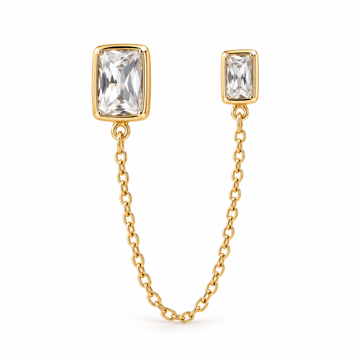 Aveline Chain Stud Gold Plated Earrings
