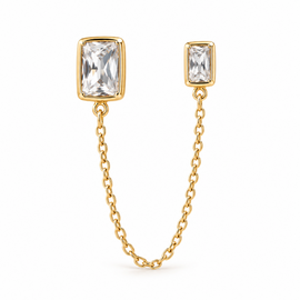 Aveline Chain Stud Gold Plated Earrings