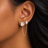 Aveline Chain Stud Gold Plated Earrings