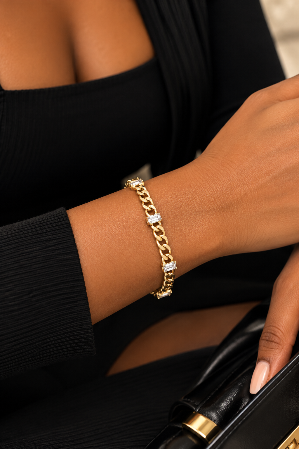 Luxe Zircon Cuban Link 18k Gold Filled Bracelet