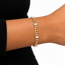 Luxe Zircon Cuban Link 18k Gold Filled Bracelet