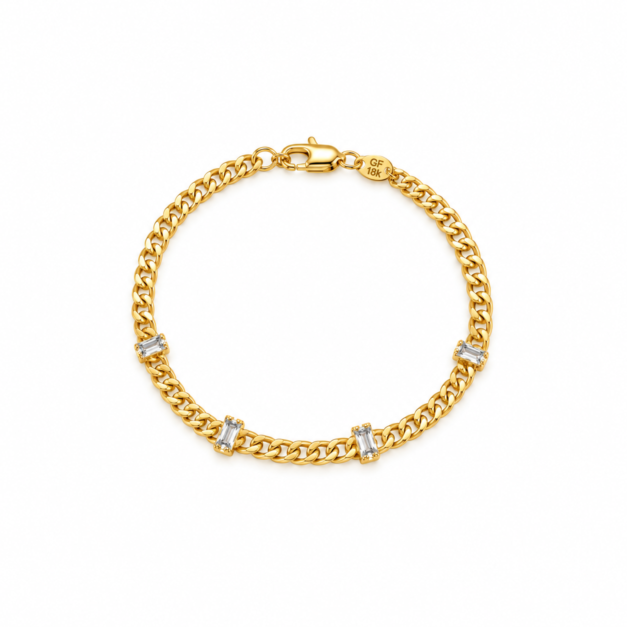 Luxe Zircon Cuban Link 18k Gold Filled Bracelet