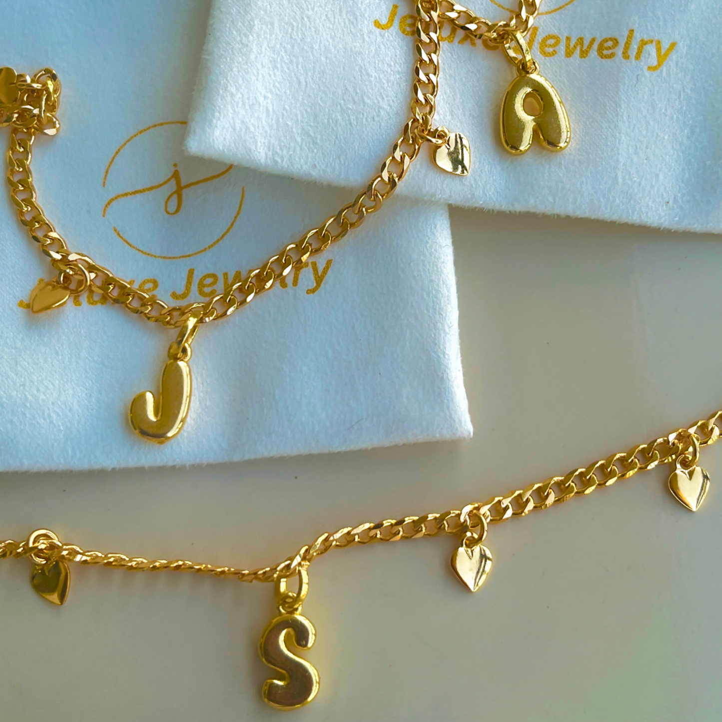 Initial Curb Link Anklet-18K Gold Filled