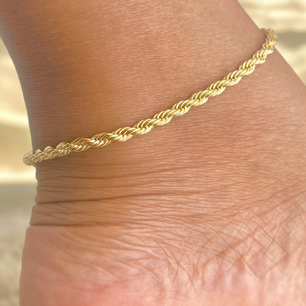Ariel Rope Link Anklet-18k Gold Filled